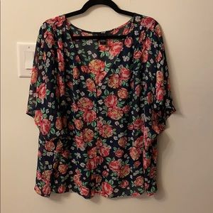 Sheer Navy Floral Blouse